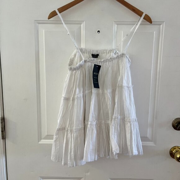 ETC Lazy Daisy Woman's White Summer Festival Layered  Babydoll Top Sz Lr - Picture 1 of 6
